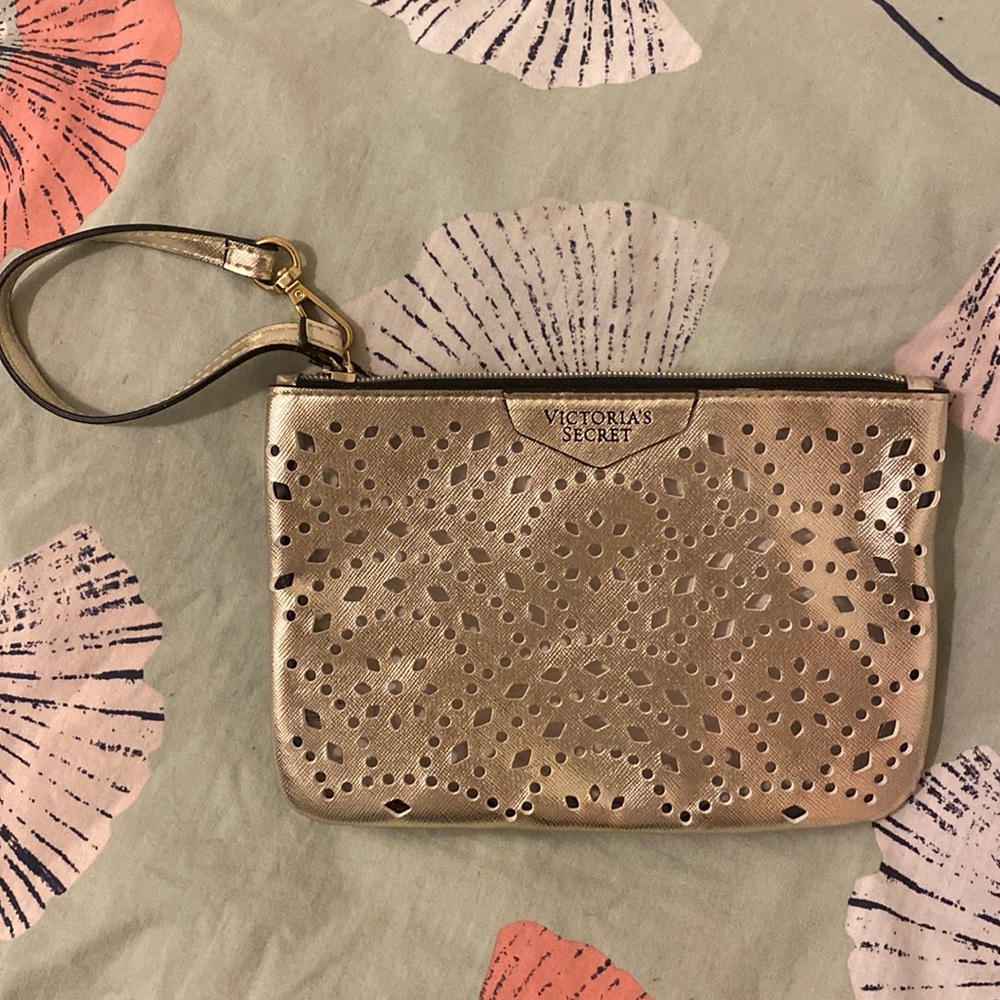 Victoria Secret Gold Laser Cut Clutch